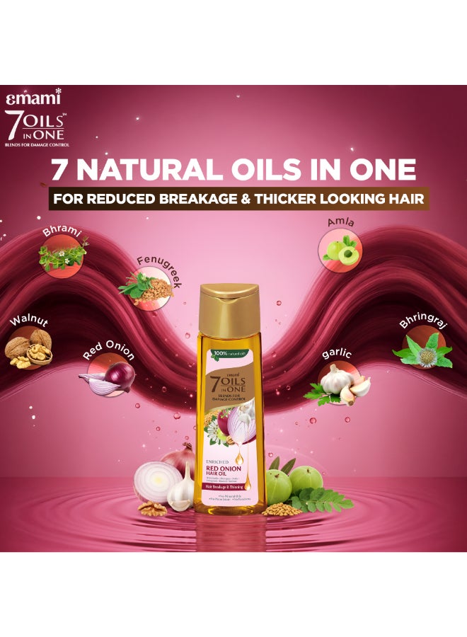 emami Red Onion Hair Oil | 100% Natural Enriched Herbal Blend | Damage Control Formula | Strengthens Hair & Reduces Breakage | No Petrolatum| For Thick & Voluminous Hair - Image 2